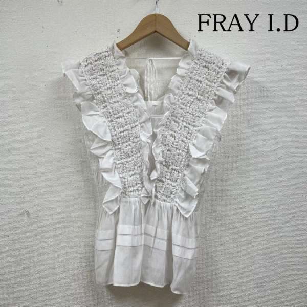 フレイ アイディー ノースリーブ シャーリング フリル ブラウス 袖フレア リボン FWFB234018 レディー..