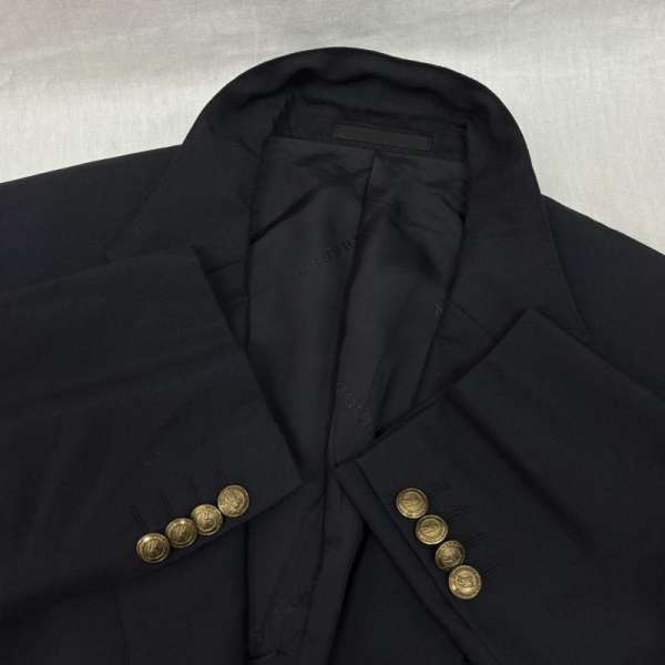 バーバリーロンドン 日本製 モヘヤ混 ウール テーラード ジャケット 金ボタン 紺 ネイビー メンズ - ISItems【USED】【古着】【中古】50140580