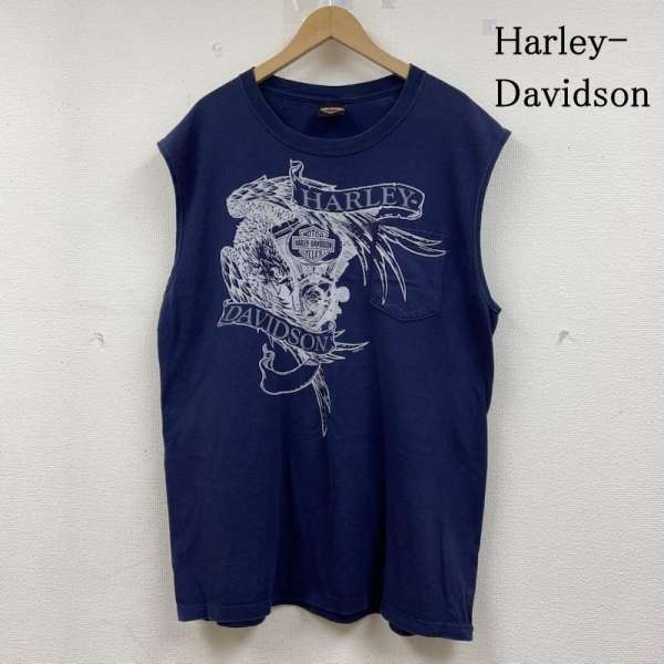 ハーレーダビッドソン ノースリーブ タンクトップ 両面 ロゴ プリント クルーネック バイク バイカー ..