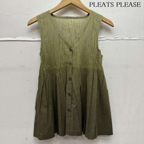 プリーツプリーズ ISSEY MIYAKE ノースリーブ シワ プリーツ 加工 グラデーション ベスト PP93-PE971 ..