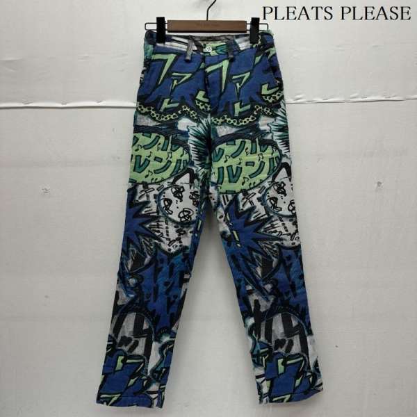 プリーツプリーズ ISSEY MIYAKE コミック 吹き出し 総柄 フリンジ パンツ PP72-ZF891 レディース 1 ISI..