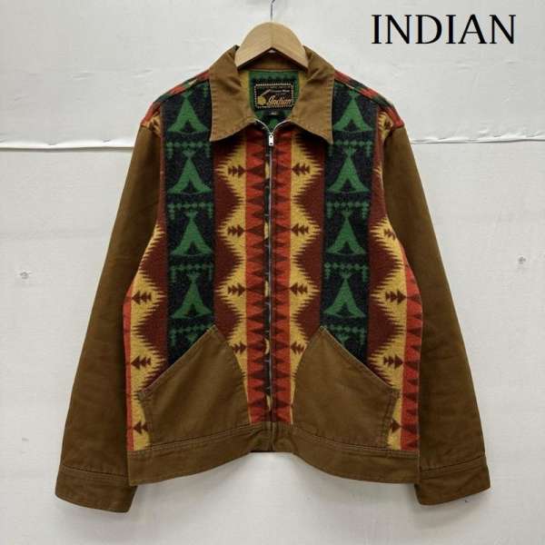 インディアン モーターサイクル ネイティブ ブランケット ウール 切替 ジップ ジャケット IM11582 メン..