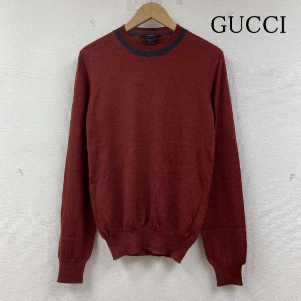 グッチ 長袖 ニット セーター ロングスリーブ クルーネック 無地 薄手 シルク混 ボルドー メンズ S ISItems【USED】【古着】【中古】50142904(4)