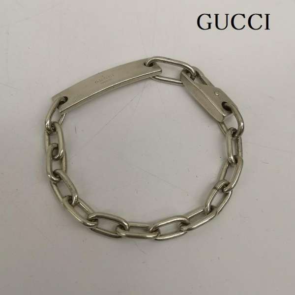 グッチ GUCCI ロゴIDプレート オーバルリンクチェーン ブレスレット グッチ GUCCI ロゴIDプレート オーバルリンクチェーン