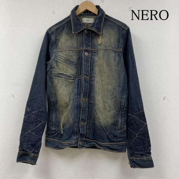 古着 NERO ネロ ダメージデニム ジャケット Gジャン ジージャン ジャンパー ボタン 大きめ メンズ L【USED】【古着】【中古】50143252