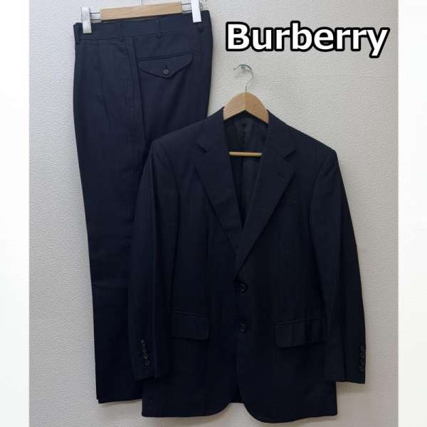 バーバリーロンドン セットアップ ストライプ柄 ウール シルク テーラードジャケット スラックス パン..