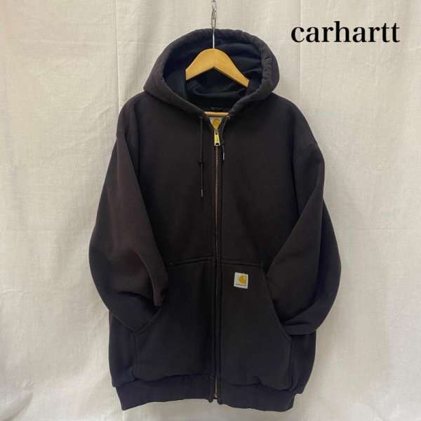 【カーハート】ジップパーカー　裏地サーマル　黒　M 人気モデル　フェード p Carhartt カーハート パーカー メンズ 正規品 CARHARTT WIP