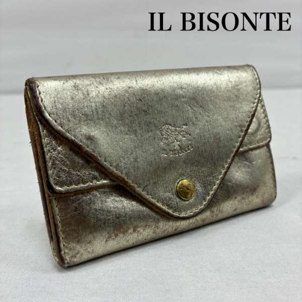 イルビゾンテ レザー メタリック カードケース 名刺入れ 小銭入れ 財布 ミニウォレット レディース - I..