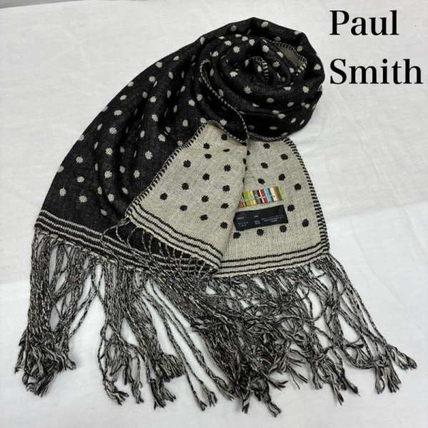 ポールスミス 290431 ドット カシミヤ シルク スカーフ マフラー フリンジ メンズ - ISItems【USED】【..