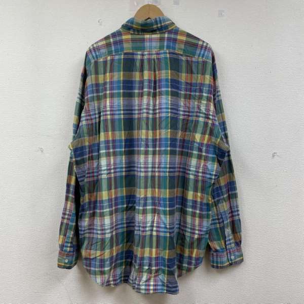 ラルフローレン 長袖 ボタンダウン シャツ ブラウス マドラスチェック ポニーロゴ 刺繍 ワンポイント メンズ XL ISItems【USED】【古着】【中古】50144366