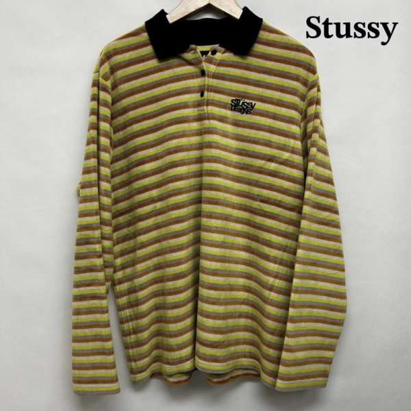 ステューシー 長袖ポロシャツ ワンポイントロゴ ボーダー メンズ S ISItems【USED】【古着】【中古】50..