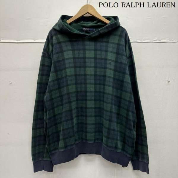 商品情報メーカーポロラルフローレン / POLO RALPH LAUREN形状パーカー / 長袖サイズ表記サイズ：LL肩幅：62 cm、袖丈：64 cm、着丈：68 cm、身幅：70 cmカラー緑 / グリーン柄 / パターン素材商品状態着用感がありますが、汚れやダメージが比較的少ないお品物です。※程度・状態に関しては、当店の基準にて判断したものです。着用感や多少の色褪せ。 首、袖リブにダメージ汚れ箇所あり。画像参照※保管によるにおいが付着する場合がございます。においを気にされます方はご購入をお控えください。～ ご注文前にご確認ください ～※商品やお取引についてご不明な点やご要望などがございましたら、ご購入前にお問い合わせください。※販売している商品は全て中古品の為、商品によっては全ての状態やダメージを掲載する事が出来ない場合もあり、掲載された情報以外に細部の破損や汚れ、欠品、劣化などの見落としがある場合がございます。また、中古品に対してのご理解が難しいお客様においては、恐れ入りますがご購入をお控えいただきますようお願い致します。※スニーカーなどは現状では加水分解などによる大きな破損は見受けられませんが、性質上、劣化や加水分解で破損する可能性がある商品です。輸送中、購入後の着用により破損する場合もございますので、万が一、購入後に破損等がありましても返品等の対応は一切致しかねます。ご理解頂いた上でご購入ください。※お色につきましては、現物に近づけるように撮影をしておりますが、実際のお色を表現できていない場合がございます。また、ご覧のご覧いただく環境により、若干現物と見た目が異なる場合がございます。※商品は楽天市場以外でも販売しておりますので、商品ページ等で表示されている在庫情報は必ずしもリアルタイムではございません。 ご注文時に表示が在庫ありとなっていても、既に完売となっている場合もございますので予めご了承ください。※個人差による主観の違いがあるかと思いますので、商品説明や写真画像をよくご確認ください。※サイズは実寸での計測またはカタログ値になりますので、多少の誤差に関しましてはご了承をお願い致します。当店では紙の節約による環境問題への配慮、個人情報の保護の 取り組みとして、納品書は同梱せずに商品をお届けしております。ご注文後、当店よりお送りする注文確認メールを納品書の代わりとさせていただいております。納品書をご希望される場合、ご注文画面の備考欄に、「納品書希望」とご入力いただければ、商品に同梱、もしくは別送にて納品書をお送りさせていただきます。当店の商品は在庫の保管場所から直接お客様へお届けいたしますので、複数点購入された場合、全て同梱ではなく複数口で発送される場合があります。
