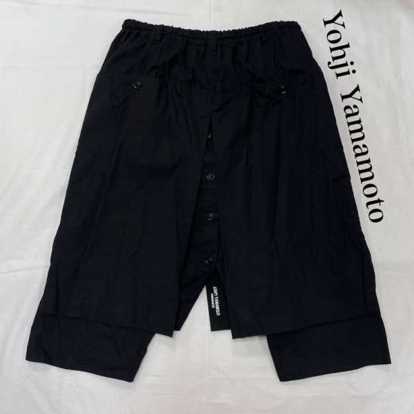 ヨウジヤマモト レイヤード ワイド ラップパンツ 刺繍 ロゴ コットン メンズ 2 ISItems【USED】【古着】【中古】50144949