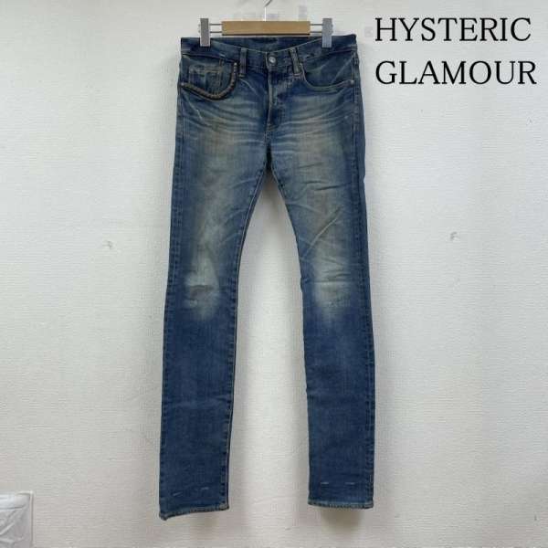 【メンズもOK！ ヒステリックグラマー RUR加工 デニムパンツ M】0121AP05 スタッズ リペア ダメージ セルビッジ ジーンズ