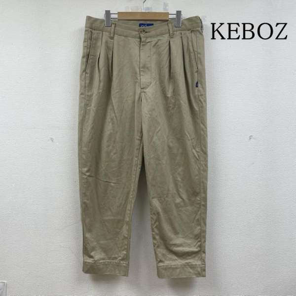 ケボズ チノパン 2タック ワイドパンツ 無地 ジップフライ ワーク ロゴ 刺繍 L【USED】【古着】【中古】50145251