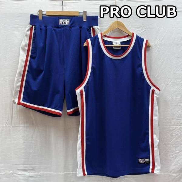 古着 PRO CLUB プロクラブ ユニフォーム ゲームシャツ ノースリーブ ショーツ セットアップ メンズ XL ..
