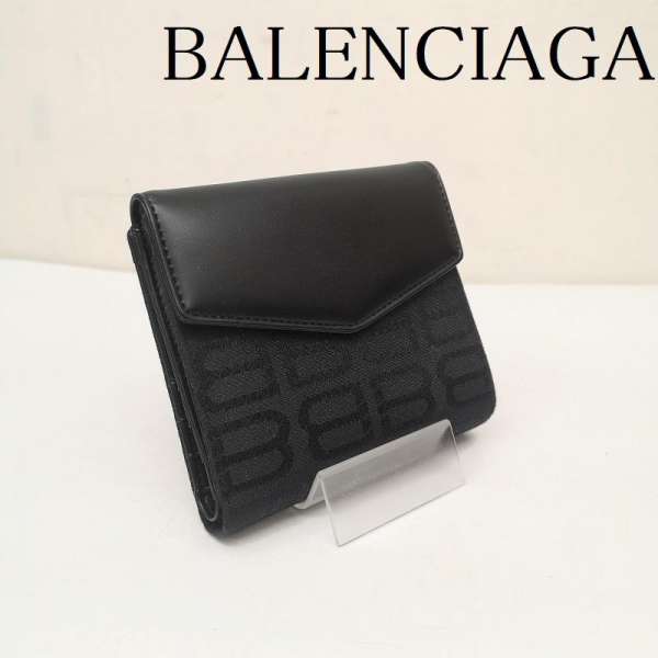 バレンシアガ キャンバス レザー 二つ折り 財布 BB柄 Wホック メンズ - ISItems【USED】【古着】【中古..