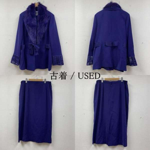 古着 ニーナマッシーニ ウール セットアップ 3ピース スーツ ジャケット フェイクファー 袖ワッフル リ..