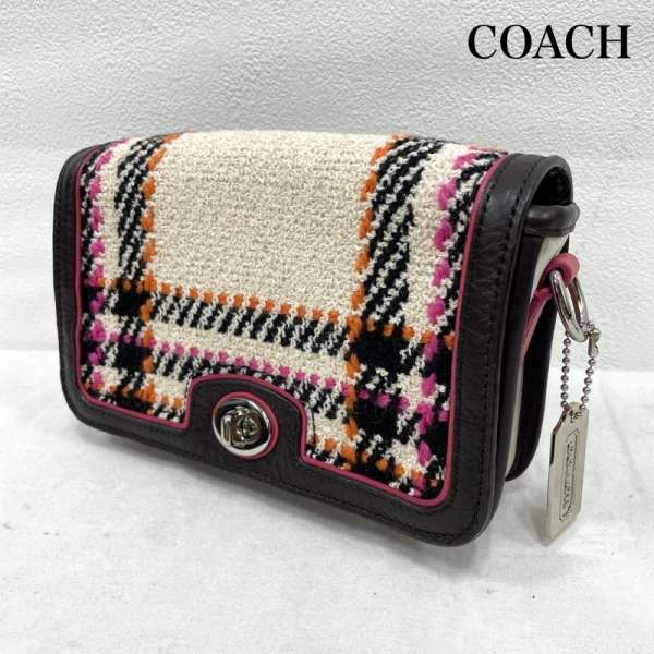 コーチ レガシー ツイード ミニ ポシェット ショルダー チェック タッセル チャーム レディース - ISIt..
