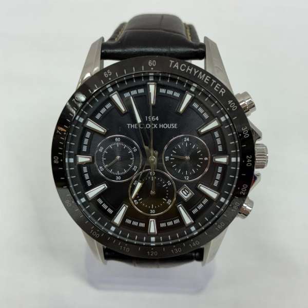 古着 THE CLOCK HOUSE クロックハウス MBC1003 クロノグラフ ソーラー クォーツ レザー 型押し メンズ - ISItems【USED】【古着】【中古】50146383
