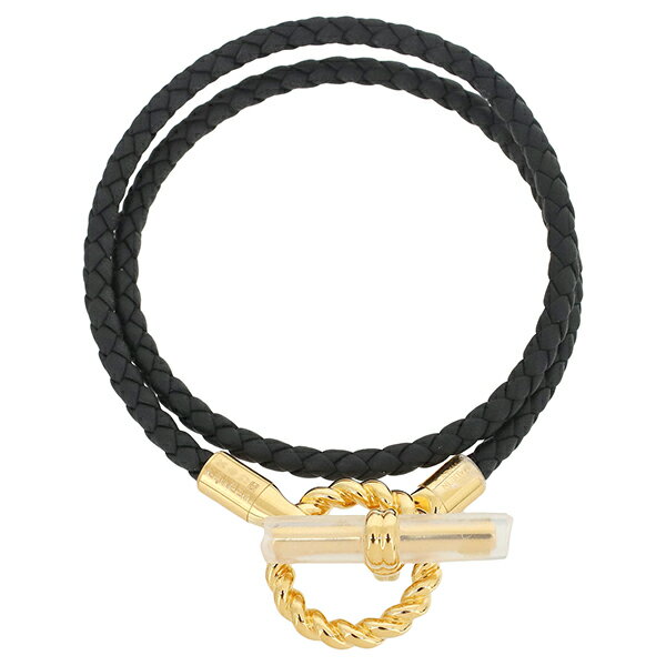 【5%OFFクーポン】 エルメス ブレスレット グレナン ゴドロンヌ ドゥブルトゥール T3サイズ Mサイズ 16.5cm スイフト トレッセ メタル ブラック ゴールド金具 編み込み HERMES エルメス ブレスレット アクセサリー 革ブレ