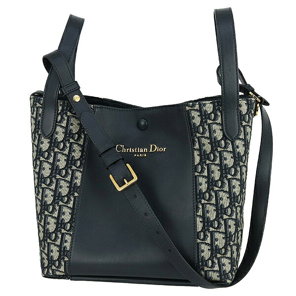 【未使用品】 ディオール ショルダーバッグ シグネチャー バケットバッグ ミディアム オブリーク ジャカードキャンバス カーフレザー ネイビー 2WAYバッグ ディオール ハンドバッグ Dior ディオール トートバッグ レディース ロゴ クロスボディバッグ バック BAG ブランド
