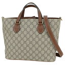【美品】 グッチ トートバッグ GG スプリーム レザー ベージュ ブラウン 2WAYバッグ グッチ ショルダーバッグ GUCCI グッチ ハンドバッグ レディ...