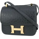 【美品】 エルメス コンスタンス 3 24 オーストリッチ ブラック 黒 ローズゴールド金具 2WAYバッグ エルメス ショルダーバッグ HERMES エルメス...