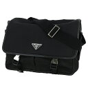 【中古】 プラダ ショルダーバッグ ナイロン サフィアーノ レザー ブラック 黒 メッセンジャーバッグ PRADA プラダ クロスボディバッグ メンズ レディー...