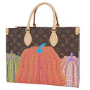 【未使用品】 ルイヴィトン LV × YK オンザゴー MM モノグラム パンプキン ドット レザー マルチカラー 草間彌生コラボ ルイヴィトン トートバッグ ...