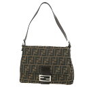【ヴィンテージ】 フェンディ ショルダーバッグ マンマバケット ズッカ ナイロン ジャカードキャンバス レザー ブラウン FFロゴ FENDI フェンディ セミ...