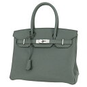 【超美品】 エルメス バーキン30 トゴ ヴェールアマンド シルバー金具 エルメス ハンドバッグ HERMES エルメス トートバッグ レディース レザー 本革...