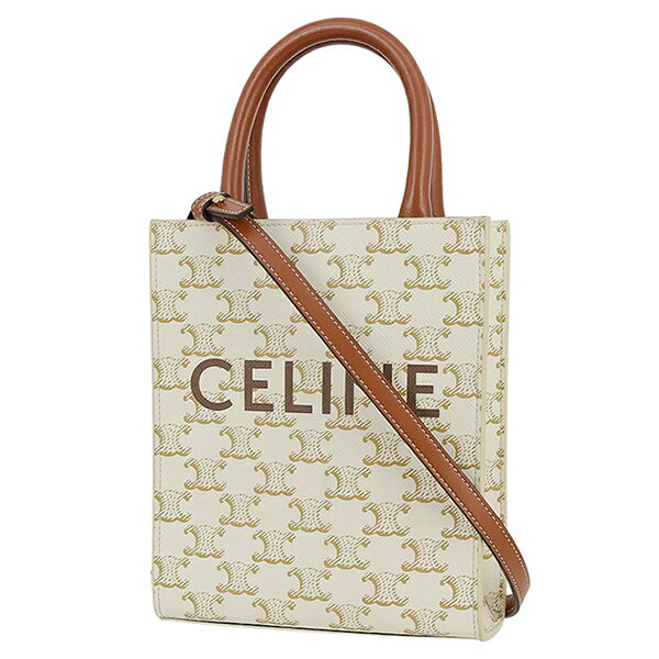 【5 OFF】 セリーヌ ミニ バーティカル カバ トリオンフ キャンバス カーフレザー ホワイト 2WAYバッグ セリーヌ トートバッグ CELINE セリーヌ ショルダーバッグ セリーヌ ハンドバッグ レディース セリーヌ ミニバッグ 小さい バック ブランド