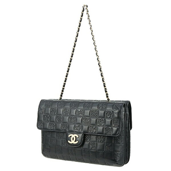 【ヴィンテージ】 シャネル チェーンバッグ ダブルフェイス アイコン チョコバー カーフレザー ブラッ..