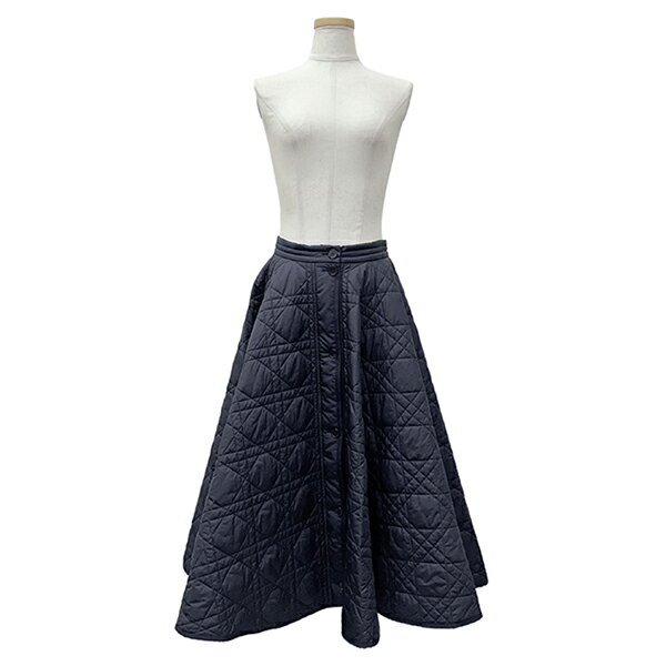 【20%OFF】 ディオール スカート 36サイズ マクロカナージュ ミディスカート キルティング テクニカルタフタ ネイビー Dior ディオール ミディアム...