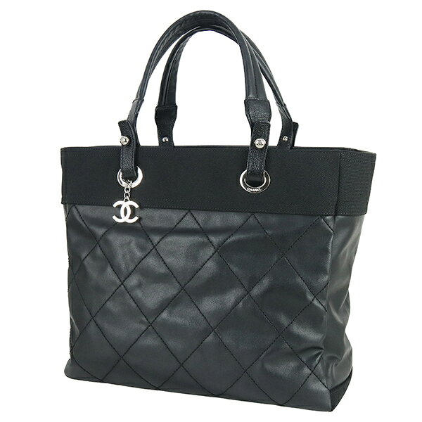 【超美品】 シャネル パリビアリッツ トート MM コーティングキャンバス ナイロン レザー 黒 シャネル トートバッグ CHANEL シャネル ショルダーバッグ レディース ビジネスバッグ マトラッセ キルティング ハンドバッグ ハンドバック バッグ HANDBAG BAG ブランド 中古