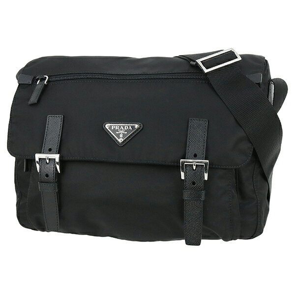 【5%OFF】 プラダ ショルダーバッグ ナイロン サフィアーノ ブラック 黒 三角ロゴ メッセンジャーバッグ PRADA プラダ クロスボディバッグ ナイロンショルダーバッグ トライアングルロゴ ビジネスバッグ フラップ バック BAG 中