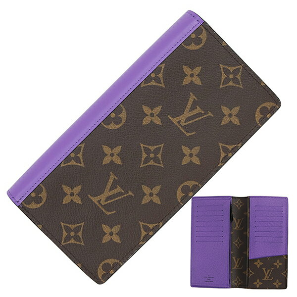 【新品】 ルイヴィトン 長財布 ポルトフォイユ ブラザ モノグラム マカサー レザー パープル ルイヴィトン 二つ折り財布 LOUIS VUITTON..