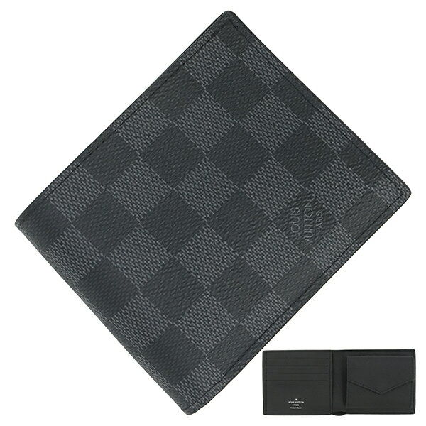 【新品】 ルイヴィトン 二つ折り財布 ポルトフォイユ マルコ NM ダミエ グラフィット 小銭入れあり LOUIS VUITTON ルイヴィトン 財布 メンズ コインケース有 コンパクト財布 2つ折り財布 チェック ブランド