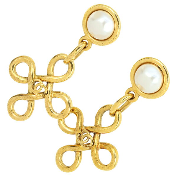 【ヴィンテージ】 シャネル イヤリング ココマーク ドロップ スイング コスチュームパール メタル ゴールド GP CHANEL シャネル ココマークイヤリング レディース CCロゴ ファッションパール フェイクパール アクセサリー ブランド 美品 中古