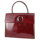 【美品】 カルティエ ハンドバッグ ハッピーバースデー パテントレザー ボルドー CCロゴ フラップバッグ Cartier カルティエ バッグ レディース 本革...