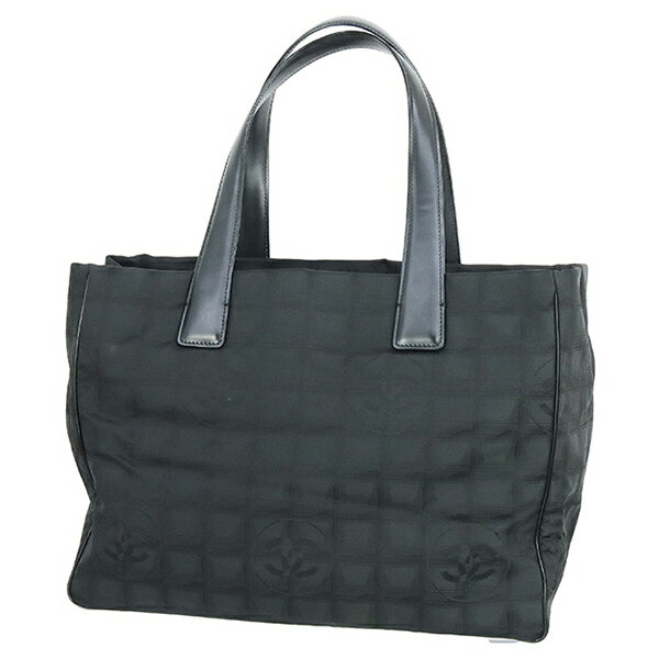 【美品】 シャネル トートバッグ ニュートラベルライン トート MM ジャガード ナイロン キャンバス レザー ブラック 黒 CHANEL シャネル ショルダーバッグ レディース A4 ビジネスバッグ ハンドバッグ ハンドバック バック HANDBAG BAG ブランド 中古