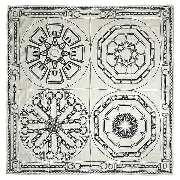 【超美品】 エルメス ショール カレ ジェアン 140 カレイドスコープ エフェクト 万華鏡 カシミヤ シルク ストール ホワイト ブラック 大判スカーフ HERMES エルメス カレ140 レディース 正方形 カシシル エルメス スカーフ アパレル 羽織り 膝掛け ブランド 中古のサムネイル