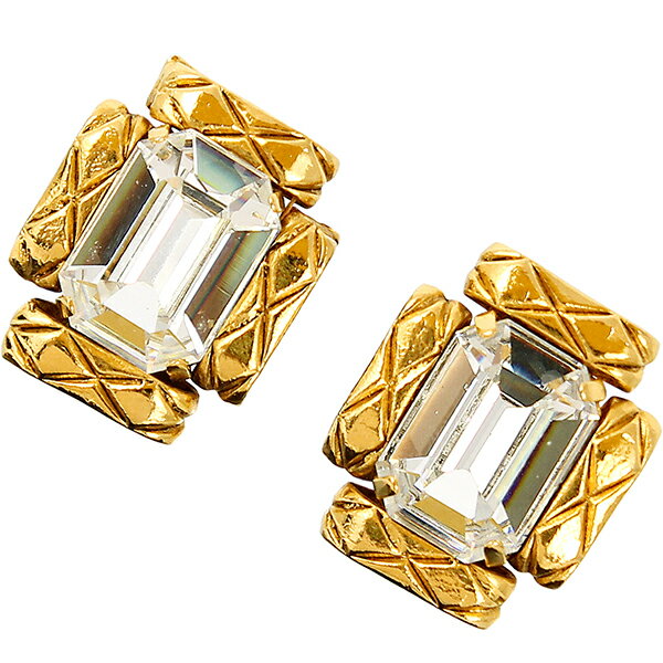 【5 OFF】 シャネル イヤリング ラインストーン マトラッセ ヴィンテージ GP ゴールド CHANEL レディース カラーストーン アクセサリー ブランド VINTAGE Earrings 母の日