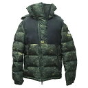 モンクレール ダウンジャケット LAVEDAN フォレストプリント 1サイズ メンズ ナイロン ダウン グリーン ブラック 黒 MONCLER ラヴダン 長袖 ブルゾン アウター アパレル 服 モンクレ ダウン ワッペン ジャンパー ジャンバー ブランド 新品同様 美品 中古 送料無料