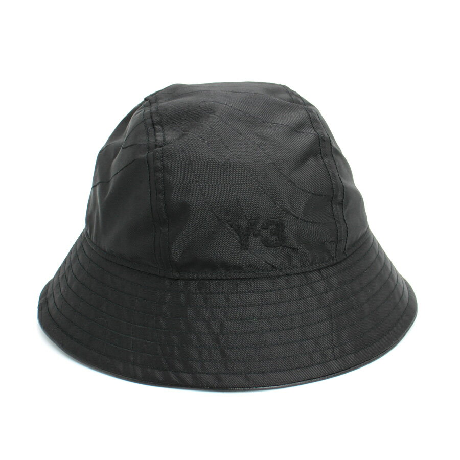 Y-3 ワイスリー (IS5226) バケットハット メンズ ナイロン ロゴ刺繍 レザーパイピング BUCKET HAT メンズ ユニセックス 帽子 BLACK プレゼント UV対策