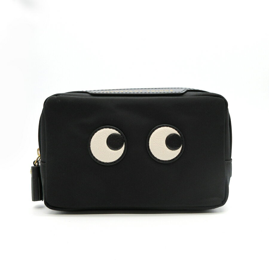 ANYA HINDMARCH (アニヤ・ハインドマーチ) 164962　Important Things Eyes Pouch　ブラック　BLACK　レディース ナイロン 化粧ポーチ 小物入れ 5050925164962 　2023年秋冬新作