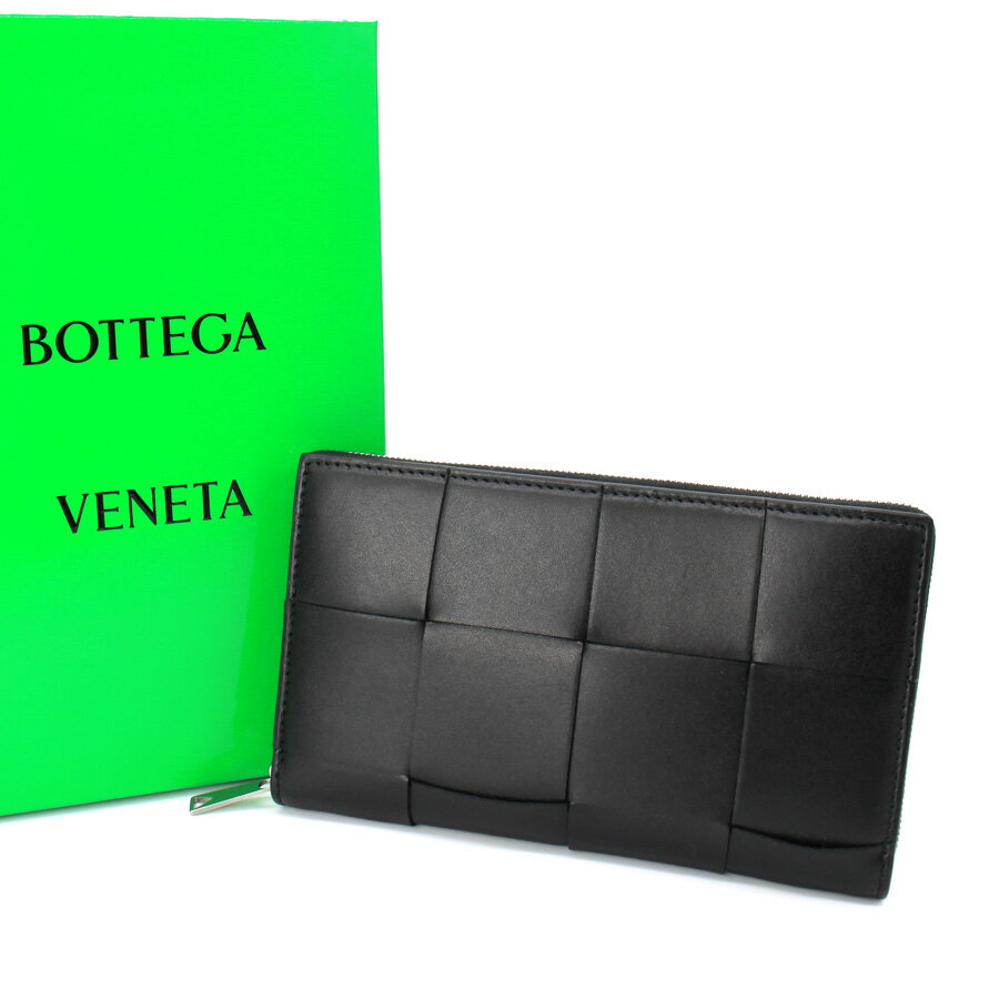 ボッテガヴェネタ 長財布（メンズ） ボッテガヴェネタ BOTTEGA VENETA (748054 VBWD2) 長財布 ラウンドファスナー長財布 CASSETTE カセット 748054 VBWD2 メンズ マキシイントレチャート レザー 8803 black BLACK ブラック ギフト プレゼント 【2024年春夏新作】