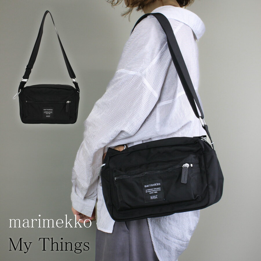 【2024年春夏新作】marimekko マリメッコ (092519) My Things ショルダーバッグ ポシェット マイシングス MY THINGS Roadie ローディ ナイロン クロスボディバッグ レディース ロゴ 鞄 ロゴ 斜め掛け 999 ブラック 男女兼用 ユニセックス