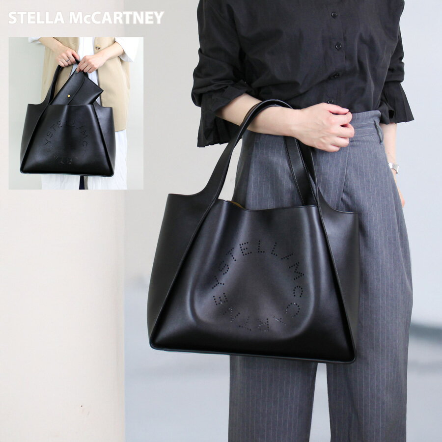 STELLA McCARTNEY (ステラマッカートニー) 502793 W8542 1000 TOTE BAG LOGO ALTER MAT BLACK ブラック CINNAMON エコレザー ポーチ付き トートバッグのサムネイル